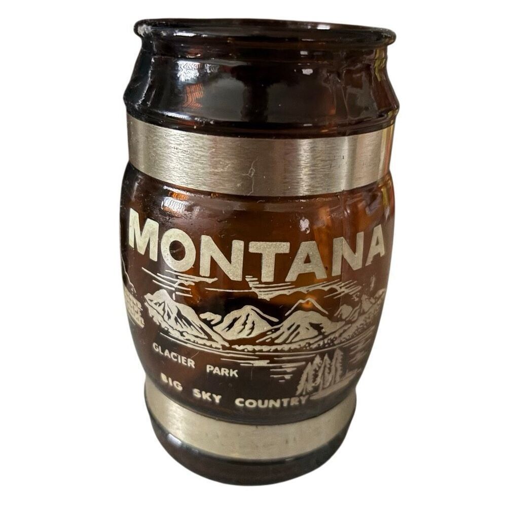 Montana Vintage Brown Glass Mig With Wood Handle